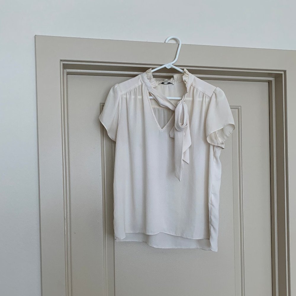 Cream Dress shirt with bow